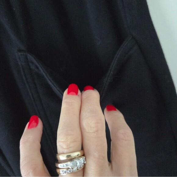 Planet by Lauren G Black French Terry Cotron Patched Luxury Sweatpants Pants 2 L - Picture 7 of 10